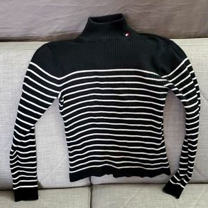 Tommy Hilfiger turtle next sweater striped black & white, small
